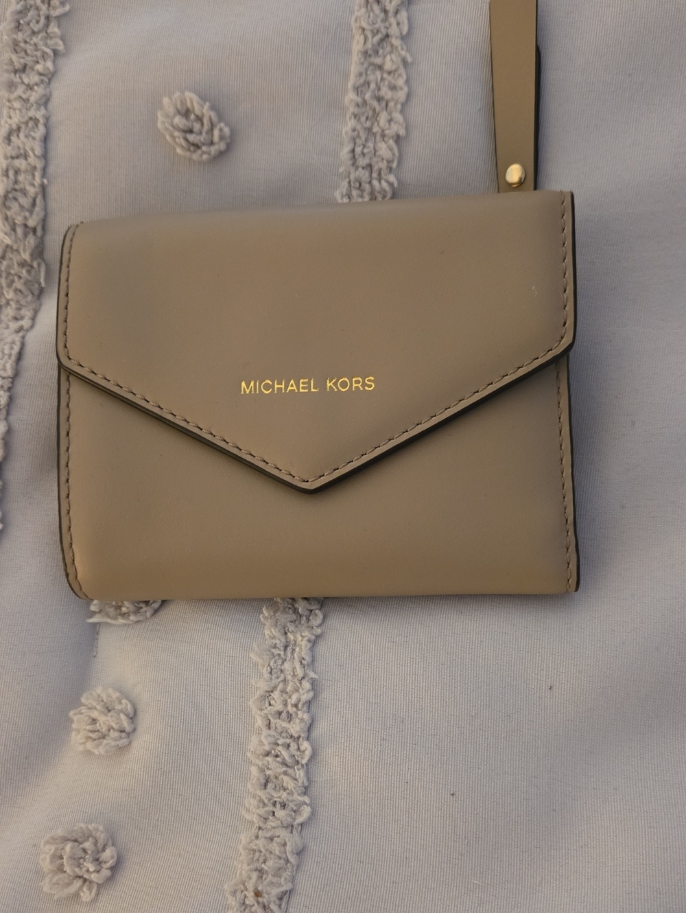 Michael Kors Taupe Envelope Wallet with Gold Logo